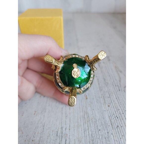 Miniature egg Green trinket box Easter rhinestone home decor unique - Picture 7 of 9